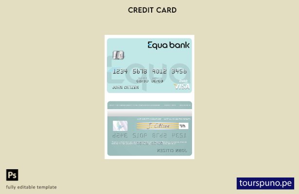 lista para imprimir plantilla de tarjeta de débito visa checa Equa Bank